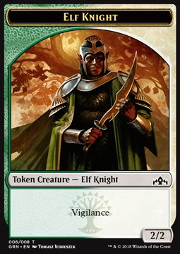 Elf Knight Token (Green and White 2/2) - Guilds of Ravnica (Token) [GRN-T06]