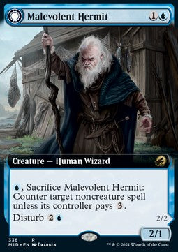 Malevolent Hermit // Benevolent Geist - Innistrad: Midnight Hunt: Extras (Rare) [XMID-336]