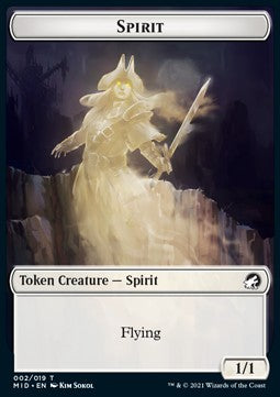 Spirit Token (W 1/1) // Wolf Token (G 2/2) - Innistrad: Midnight Hunt: Extras (Token) [XMID-T 2/13]