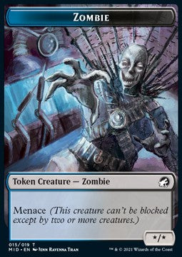 Zombie Token (UB */*) // Human Token (W 1/1) - Innistrad: Midnight Hunt: Extras (Token) [XMID-T 15/1]
