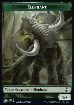 Elephant Token (G 3/3) // Clue Token - Commander: Streets of New Capenna: Extras (Token) [XNCC-T 22/34]