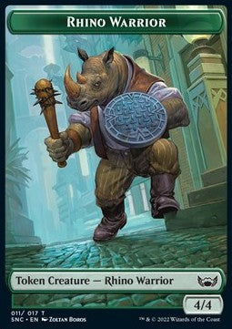 Rhino Warrior Token (G 4/4) // Treasure Token (V.4) - Streets of New Capenna: Extras (Token) [XSNC-T 11/16]