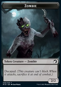 Zombie (B 2/2 Decayed) //Spider (G 1/2) Token - Innistrad: Midnight Hunt: Extras (Token) [XMID-T 5/11]