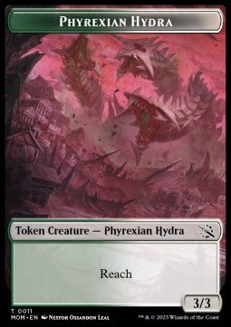 Phyrexian Hydra Token (Green and White 3/3 Reach) - March of the Machine: Extras (Token) [XMOM-T11]