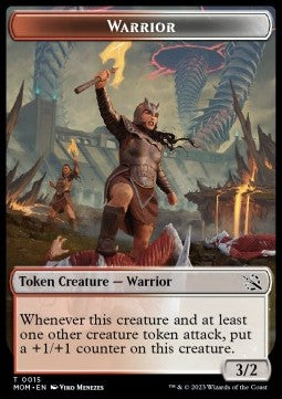 Warrior Token (Red and White 3/2) - March of the Machine: Extras (Token) [XMOM-T15]