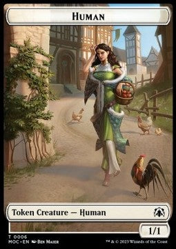 Human Token (W 1/1) // Zombie Knight Token (B 2/2 Menace) - Commander: March of the Machine: Extras (Token) [XMOC-T 6/21]