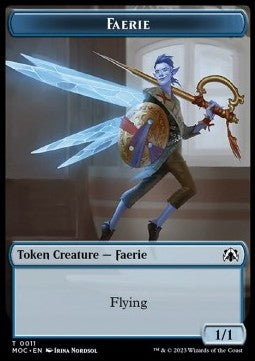 Faerie Token (U 1/1) // Elemental Token (R 1/1 Tap, Deal damage) - Commander: March of the Machine: Extras (Token) [XMOC-T 11/22]
