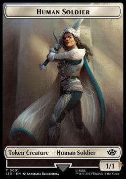 Human Soldier Token (W 1/1) // Human Token (W 1/1) (V.1) - Commander: The Lord of the Rings: Tales of Middle-earth: Extras (Token) [XLTC-T 1/4]