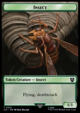 Insect Token (G 1/1 Flying, Deathtouch) // Elf Warrior Token (G 1/1) - Commander: The Lord of the Rings: Tales of Middle-earth: Extras (Token) [XLTC-T 12/13]