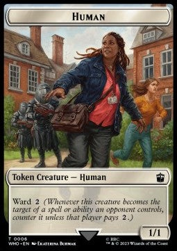 Human Token (W 1/1 Ward) // Fish Token (1/1) - Universes Beyond: Doctor Who: Extras (Token) [XWHO-T 6/10]