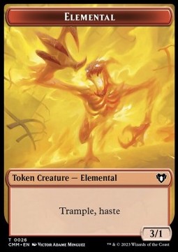 Elemental Token (R 3/1 Trample, haste) // Phyrexian Myr Token (A 1/1) - Commander Masters: Extras (Token) [XCMM-T 26/44]