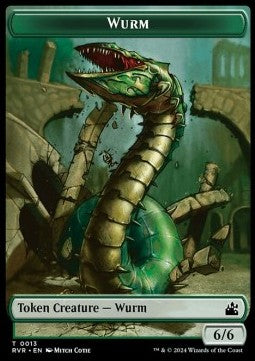 Wurm Token (G 6/6) // Elf Knight Token (GW 2/2) - Ravnica Remastered: Tokens (Token) [TRVR-T 13/15]