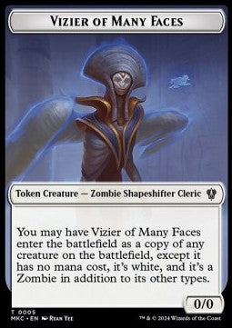 Vizier of Many Faces Token (W 0/0) // Zombie Token (B 2/2) - Murders at Karlov Manor: Tokens (Token) [TMKM-CT 5/11]