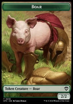 Boar Token (G 2/2) // Manifest Token (C 2/2) - Outlaws of Thunder Junction: Tokens (Token) [TOTJ-CT 16/28]
