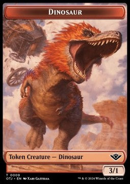 Dinosaur Token (R 3/1) // Mercenary Token (R 1/1) - Outlaws of Thunder Junction: Tokens (Token) [TOTJ-T 9/10]