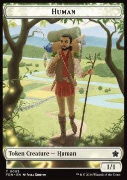 Human Token (W 1/1) // Knight Token (W 3/3) - Magic: The Gathering Foundations: Tokens (Token) [TFDN-T 3/4]