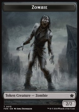 Zombie Token (B 2/2) // Insect Token (BG 1/1 Flying) - Magic: The Gathering Foundations: Tokens (Token) [TFDN-T 15/21]