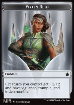 Vivien Reid Emblem // Elf Warrior Token (G 1/1) - Magic: The Gathering Foundations: Tokens (Token) [TFDN-T 25/19]