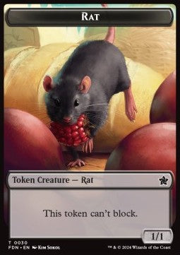 Rat Token (B 1/1 Can't Block) // Elf Warrior Token (G 1/1) - Magic: The Gathering Foundations: Tokens (Token) [TFDN-T 30/19]