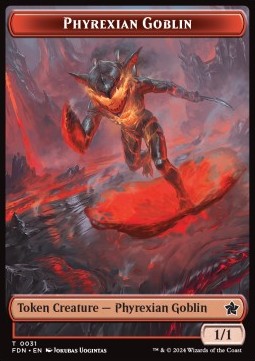 Phyrexian Goblin Token (R 1/1) // Cat Token (W 1/1 Lifelink) - Magic: The Gathering Foundations: Tokens (Token) [TFDN-T 31/27]
