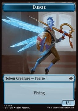 Faerie Token (U 1/1) // Zombie Token (B 2/2) - Magic: The Gathering Foundations: Tokens (Token) [TFDN-T 9/15]
