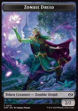 Zombie Druid Token (B 2/2) // Salamander Warrior Token (U 4/3) - Tarkir: Dragonstorm: Tokens (Token) [TTDM-CT 10/8]